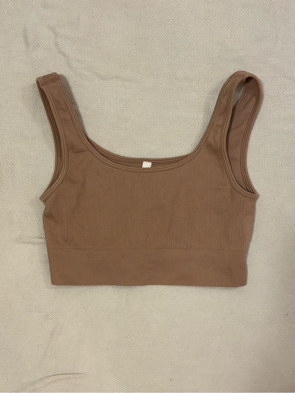 Aritzia Babaton Ribbed Scoop-Neck Sports Bra in Brown